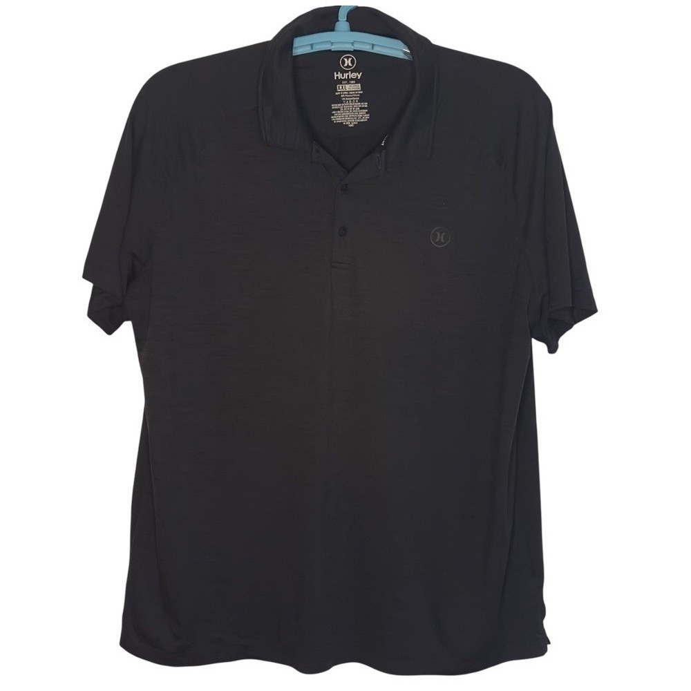Hurley Polo Short Sleeve Shirt Activewear Performance Golf Athletic‎ Black XXL
